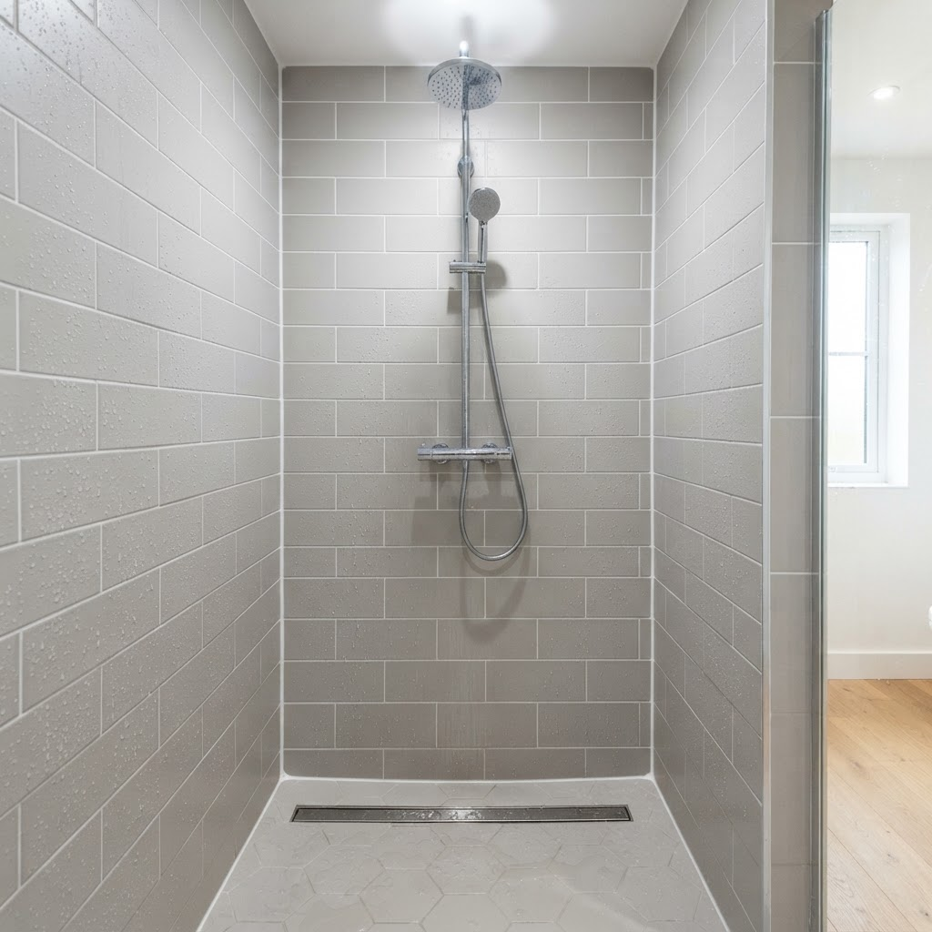 Freshly waterproofed shower recess — professional Epoxy Bond workmanship