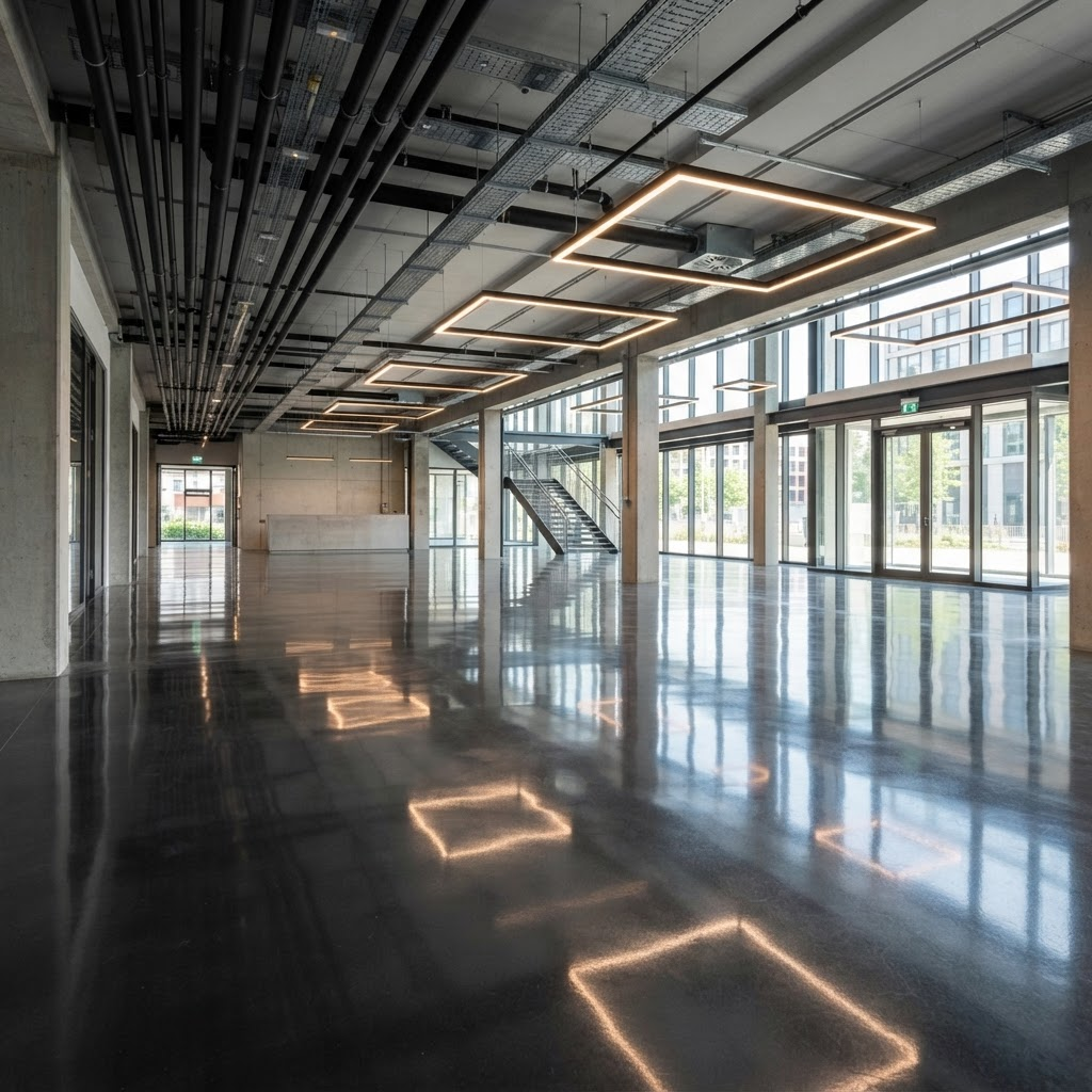 High-gloss polished epoxy floor — Epoxy Bond premium finish